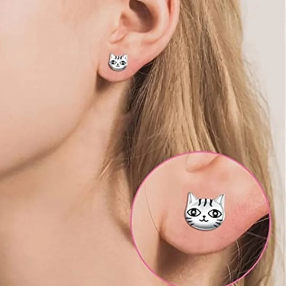 New Sterling Silver Kitty Studs